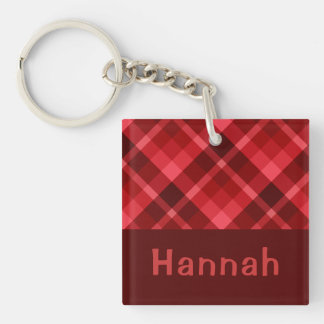 Söt Ruby Red Pput Monogram Square Keychain