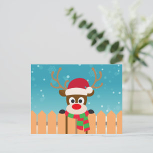Söt Rudolf Den Röda Näsan Ren Jul Vykort
