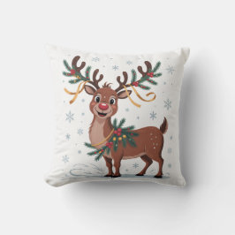 Söt Rudolf med guldbelysningar Kudde