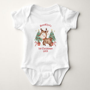 Söt Rudolf Röd Näsans Ren Träd 1:a Julen T Shirt