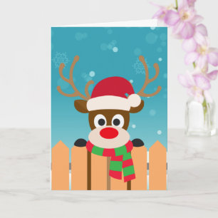Söt Rudolph Den Röda Nosen Ren Vykort
