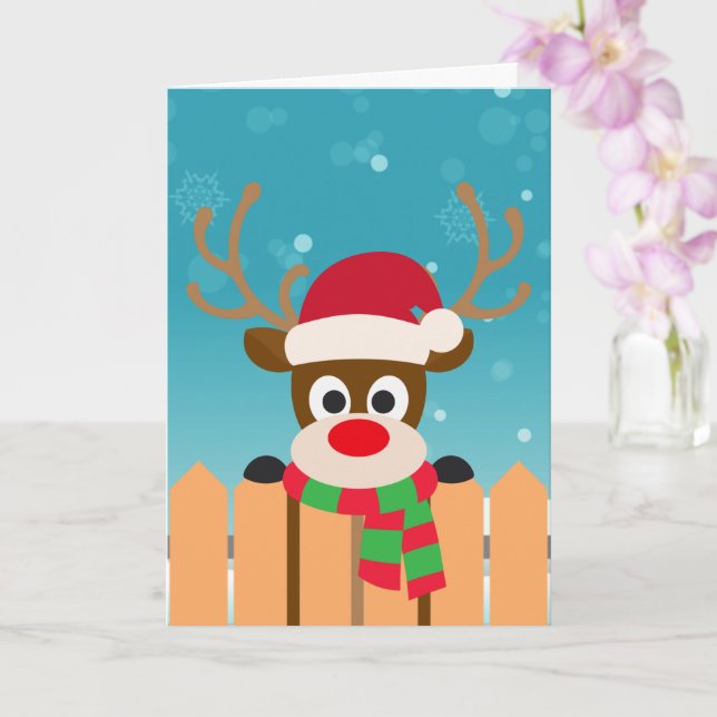 Söt Rudolph den rödnäsade renen | Greeting Card Kort (Orkide)