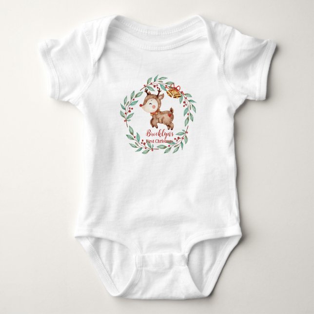 Söt Rudolph med röda näsan ren Jul Födelsedag T Shirt (Framsida)