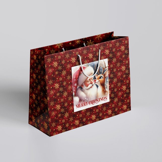 Söt Rudolph och tomte barn jul present (Cute Rudolph and Santa Kids Christmas Holiday Gift Bag

)