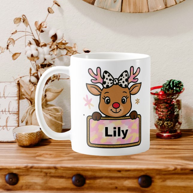 Söt Rudolph-ren Julmugg för barn Kaffemugg (Cute Rudolph Reindeer Christmas Mug for Kids)