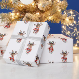 Söt Rudolph ren vinter semester akvarell Presentpapper
