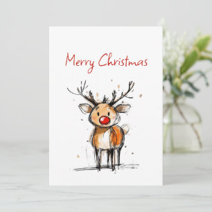 Söt Rudolph Renskiss Merry Christmas Julkort