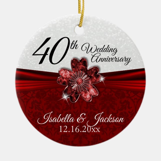 Söt Rudy Flower-årsdagen Keepsaké Julgransprydnad Keramik (Framsidan)