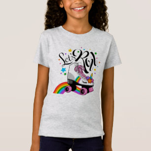 Söt rullskridsko och regnbåge "Segla iväg" Flickor T Shirt