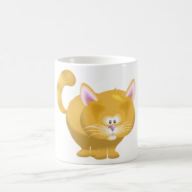Söt rund ginger tabby katt kaffemugg (Skapare uppladdad)