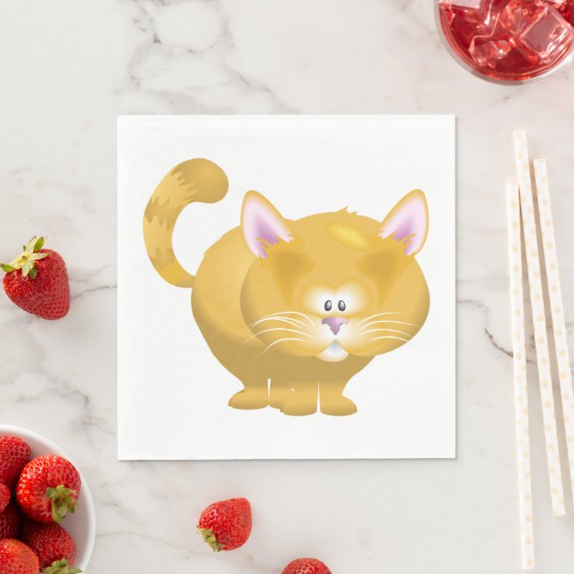 Söt Rund Gulbrun Tabby Katt Pappersservett (Insitu)