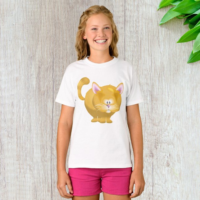 Söt Rund Gulbrun Tabbymössa T Shirt (Skapare uppladdad)