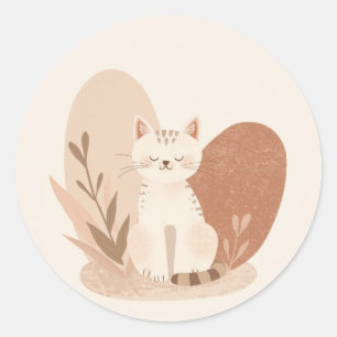 Söt Rund Kattdekal – Bedårande Kawaii Kisse Des Runt Klistermärke