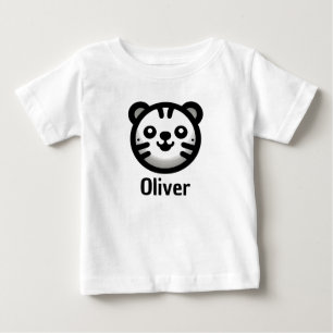 Söt Rund Minimalistisk Modern Kattunge Ansikte T Shirt