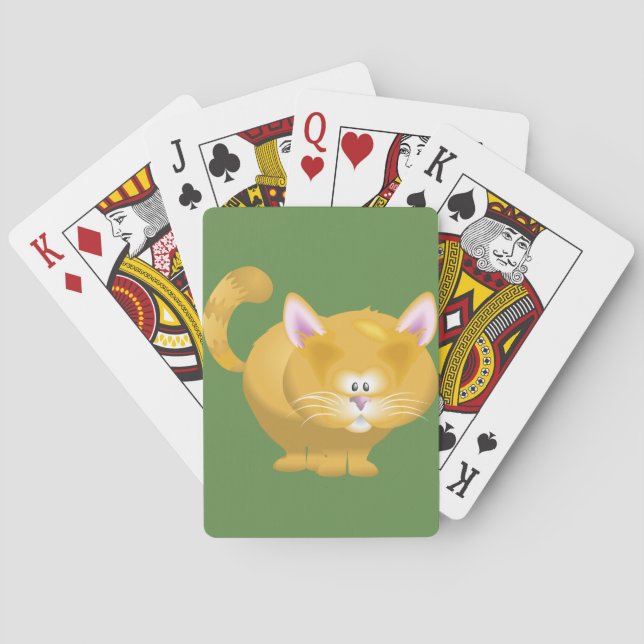 Söt rund orange tabbykatt casinokort (Baksidan)