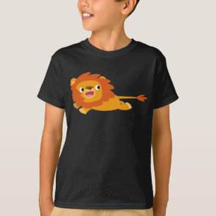 Söt Rusande Tecknad Lejon Barn T-Shirt