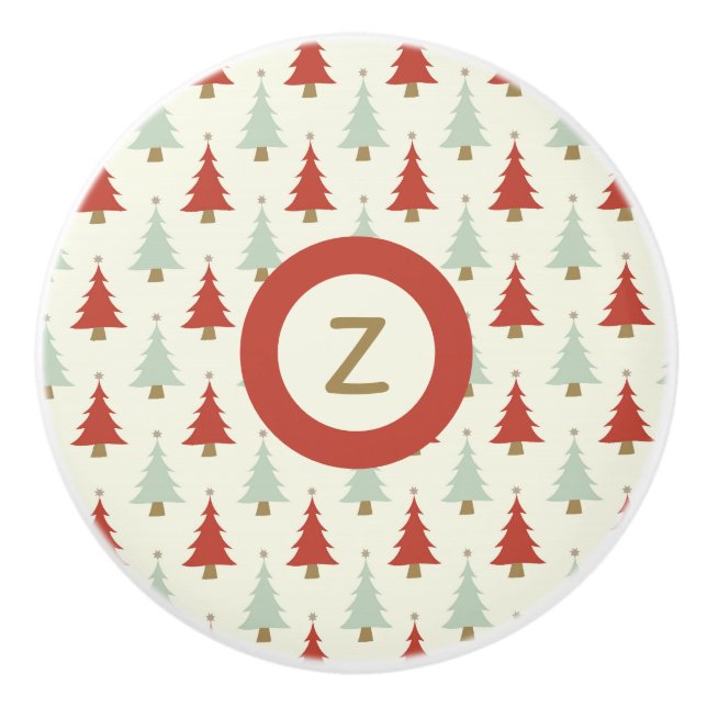 Söt Rustic Red Grönt Julgran Knopp (Framsidan)