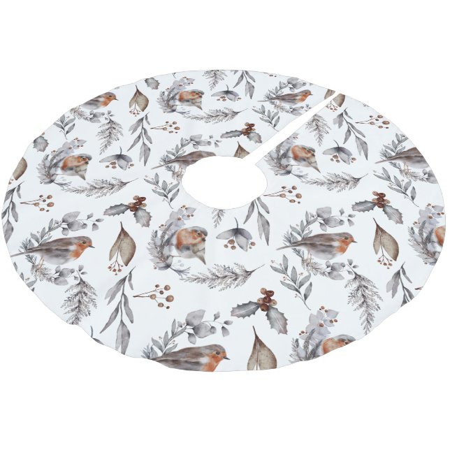 Söt Rustic Winter Sparrow Helgdag jul Julgransmatta Borstad Polyester (Vinklad)