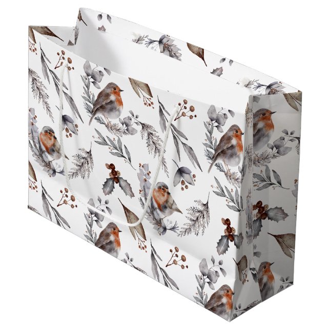 Söt Rustic Winter Sparrow-jul (Framsidan Vinklad)