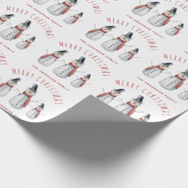 Söt Rustik Akvarell God Jul Snöman Presentpapper