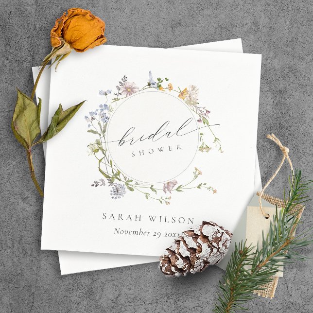 Söt rustik äng blomsterkrans bröllopsdusch pappersservett (Skapare uppladdad)