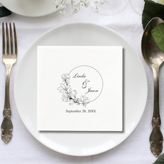 Söt rustik blomsterkrans Personlig Bröllop Pappersservett (Skapare uppladdad)