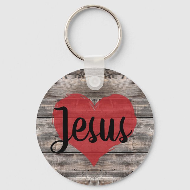 söt, rustik chic JESUS HEART | Nyckelring (Framsida)