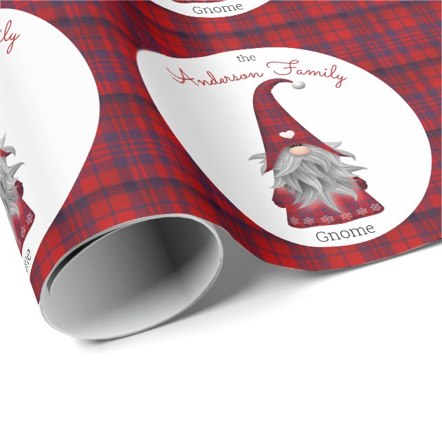 Söt Rustik Familjenamn Jul Tomte Presentpapper (Rullad Hörn)
