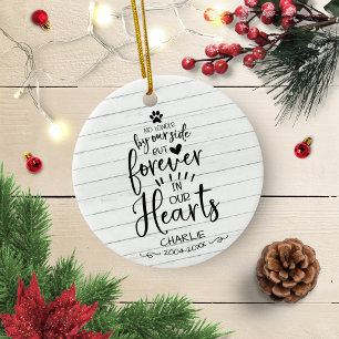 Söt rustik katt eller hund minnesbild julgransprydnad keramik