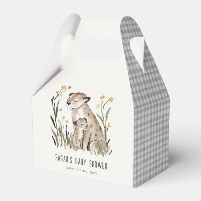 Söt rustik mor och baby tiger blad Baby Shower Presentaskar (Framsidan Sidan)