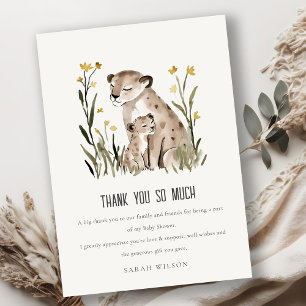 Söt rustik Mum och Baby Tiger blad Baby Shower Tack Kort