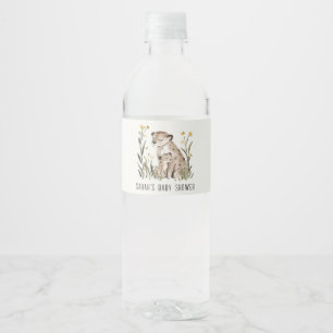 Söt rustik Mum och baby tiger blad Baby Shower Vattenflaskor Etikett