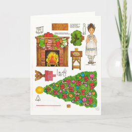 Söt rutig gammaldags jul papper docka kort