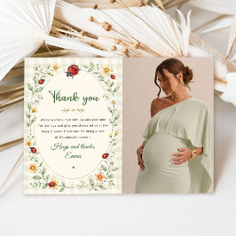 Söt Rutig Nyckelpiga Kärleksinsekts Babyshower Tack Kort