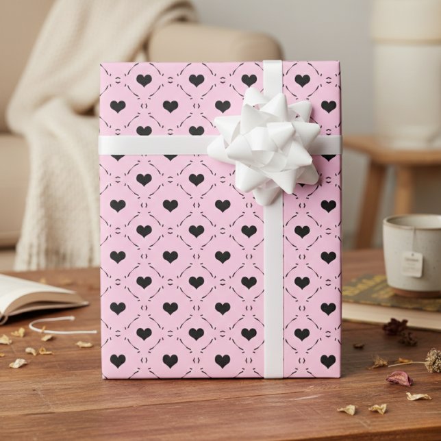Söt rutmönstrad rosa presentpapper (Sweetheart Lattice Pink Wrapping Paper)