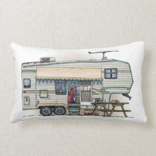 Söt RV Vintage Fifth Wheel Campingvagn Lumbarkudde