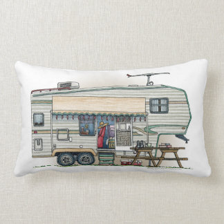 Söt RV Vintage Fifth Wheel Campingvagn Lumbarkudde
