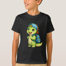Söt Ryggsäcksdinosaurie Barn T-Shirt