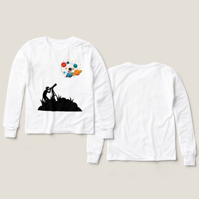 Söt rymd-barn t-shirt (Design framsida och baksida)