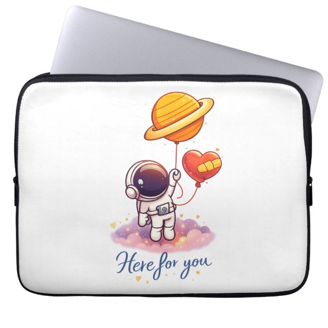 Söt rymdälskande illustration laptop fodral (Framsidan)