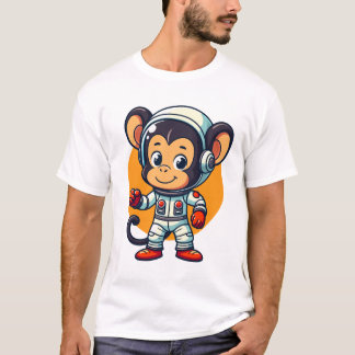 Söt rymdapa Söt seriefigur Astronaut Maskot T Shirt