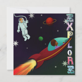 Söt rymdastronaut-kort kort