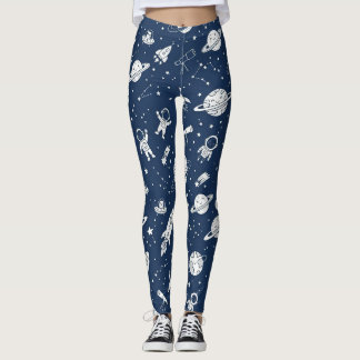 Söt rymdastronaut & planeter leggings