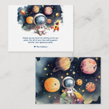 Söt rymdastronaut tackkort