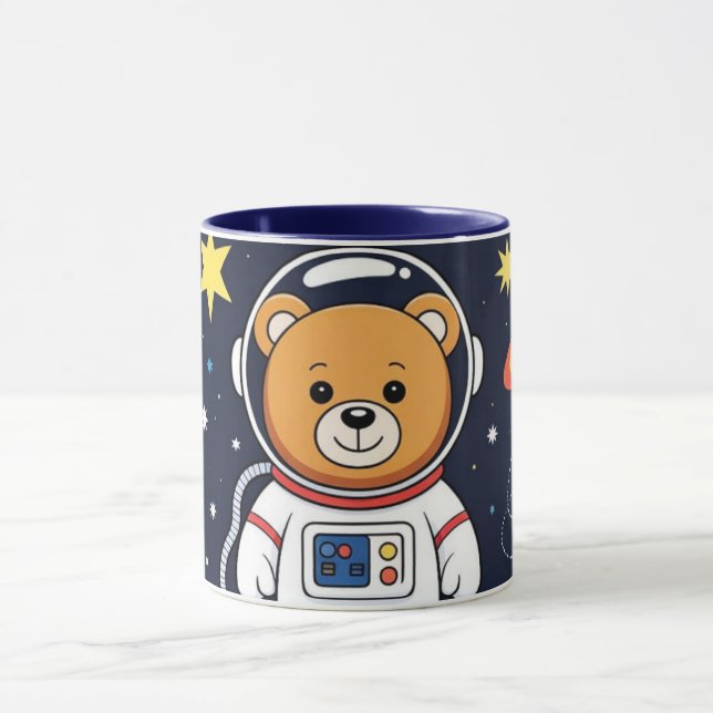 Söt rymdbjörnastronautillustration mugg (Center)