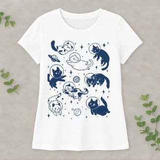 Söt rymdkatta astronaut katt galax älskare Kawaii T Shirt