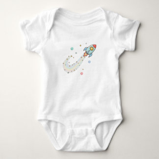 Söt rymdraket baby bodysuit – Pastellgalaxen St T Shirt