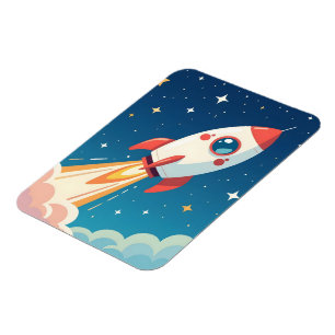Söt rymdraket som lyfter magnet