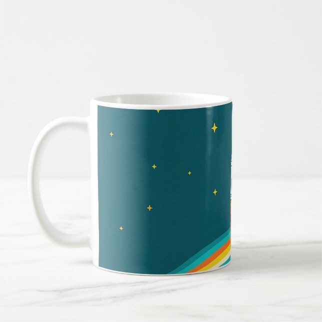 Söt rymdraket tecknad film kaffemugg (Vänster)