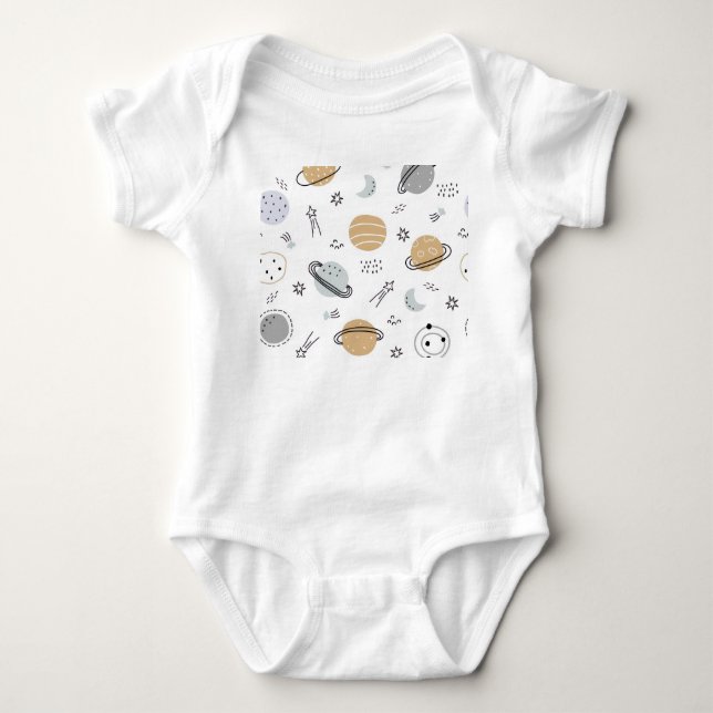 Söt rymdtemat babybodysuit  t shirt (Framsida)